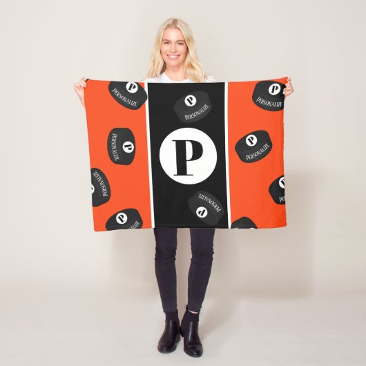 Aangepast Ice Hockey Puck Name Initiaal Monogram Fleece Deken (In situ)