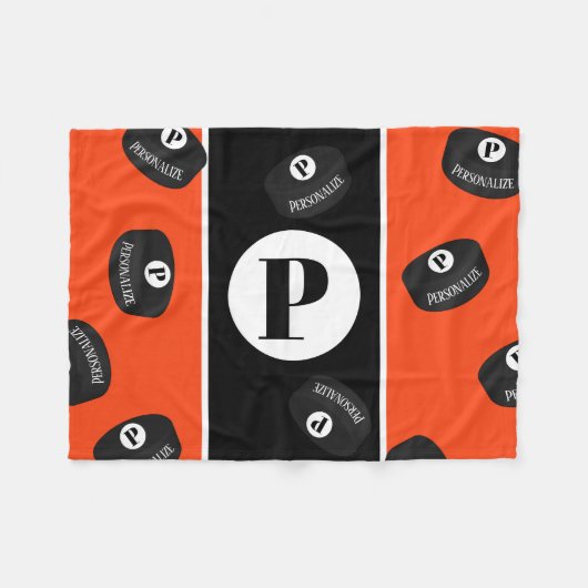 Aangepast Ice Hockey Puck Name Initiaal Monogram Fleece Deken (Voorkant (Horizontaal))