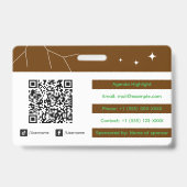 Aangepast ID-badge met QR-code en logo Badge (Achterkant)