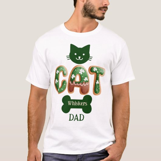 Aangepast  Iers St Patricks Day Cat Dad T-shirt (Voorkant)