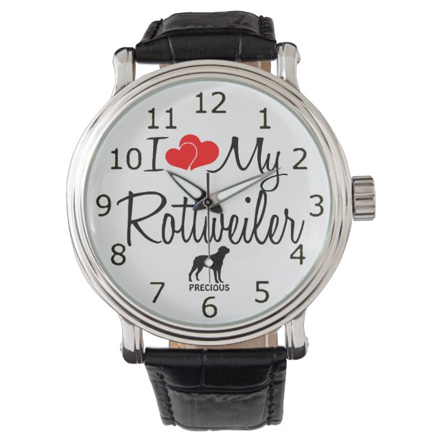 Aangepast Ik hou van mijn Rottweiler horloge (Voorkant)