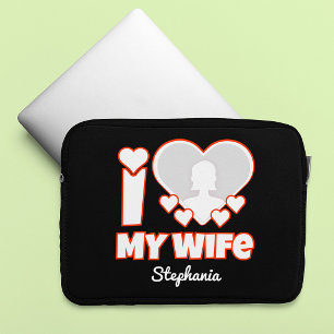 Aangepast Ik hou van mijn vrouw – Voeg naam & foto Laptop Sleeve
