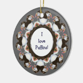 Aangepast "Ik hou van Puffins", Cute Waterverf Bir Keramisch Ornament (Links)