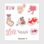 Aangepast in liefde, hart, valentijnsdag, liefde sticker (Vel)