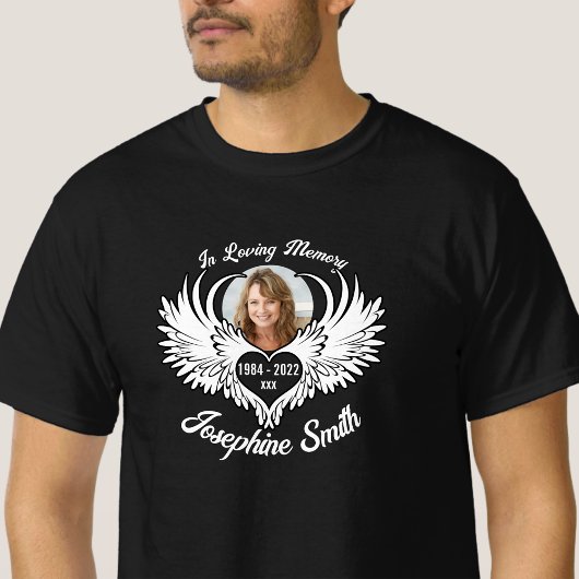 Aangepast in Loving Memory Angel Wings Photo Shirt