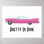 Aangepast  in roze Retro  roze auto Poster (Voorkant)