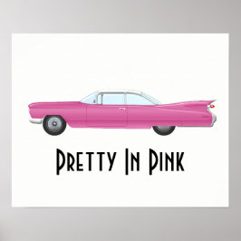 Aangepast  in roze Retro  roze auto Poster