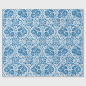 Aangepast indigoblauw bloemenpatroon cadeaupapier (Vlak)