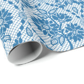 Aangepast indigoblauw bloemenpatroon cadeaupapier (Rol Hoek)