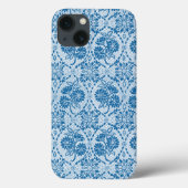 Aangepast indigoblauw bloemenpatroon Case-Mate iPhone case (Achterkant)