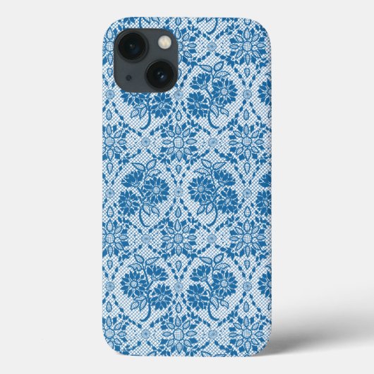 Aangepast indigoblauw bloemenpatroon Case-Mate iPhone case (Achterkant)