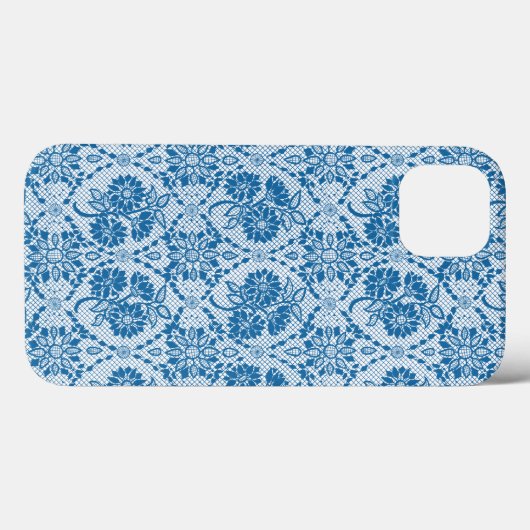 Aangepast indigoblauw bloemenpatroon Case-Mate iPhone case (Achterkant (horizontaal))