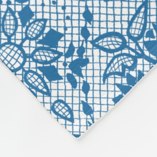 Aangepast indigoblauw bloemenpatroon fleece deken (Hoek)