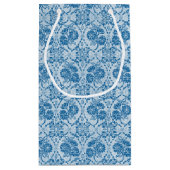 Aangepast indigoblauw bloemenpatroon klein cadeauzakje (Achterkant)