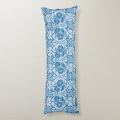 Aangepast indigoblauw bloemenpatroon lichaamskussen (Achterkant (Verticaal))