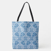 Aangepast indigoblauw bloemenpatroon tote bag (Voorkant)