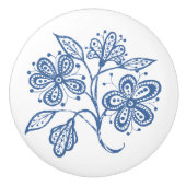 Aangepast indigoblauw op witte flessenbak keramische knop (Voorkant)