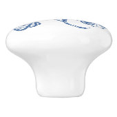 Aangepast indigoblauw op witte flessenbak keramische knop (Zijkant)