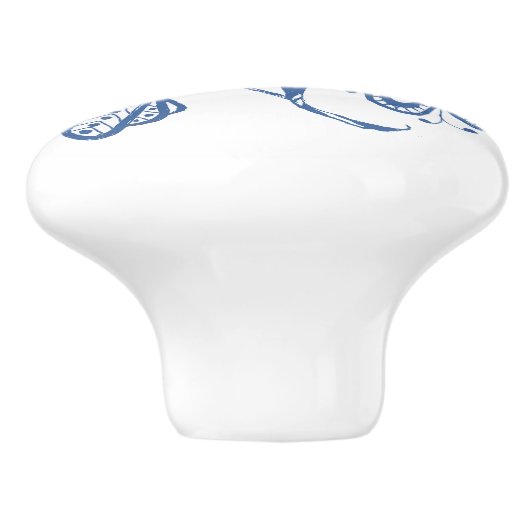 Aangepast indigoblauw op witte flessenbak keramische knop (Zijkant)