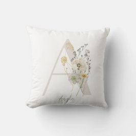 Aangepast Initiaal A met zachte kleurenbloem Kussen