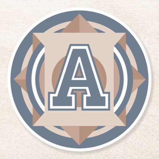 Aangepast Initiaal "A"-monogram Ronde Kartonnen Onderzetter (Voorkant)