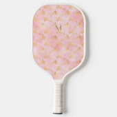 Aangepast Initiaal Barbie Roze Goud Bloemen Celest Pickleball Paddle (Achterkant)