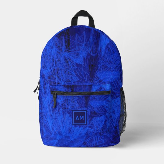 Aangepast Initiaal blauw Bedrukte Rugzak (Voorkant)