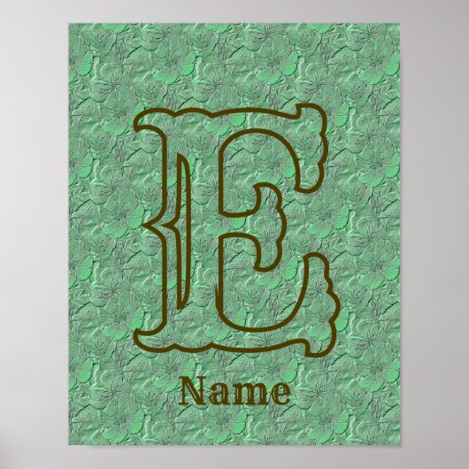 Aangepast initiaal bloemmotief groen poster (Voorkant)