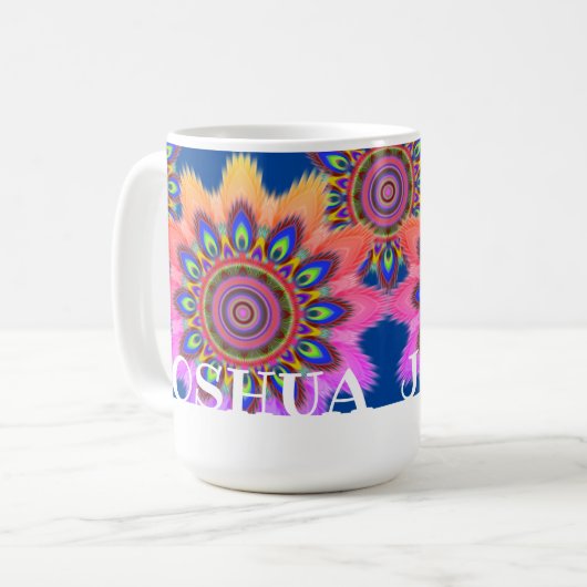 Aangepast initiaal BOHO koffie mok Mandala patroon (Voorkant links)