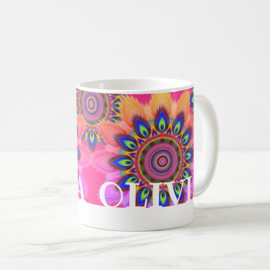 Aangepast initiaal BOHO koffie mok Mandala patroon (Voorkant rechts)