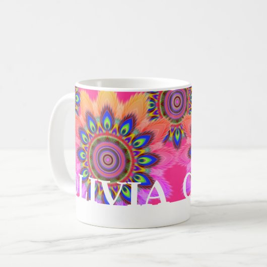 Aangepast initiaal BOHO koffie mok Mandala patroon (Voorkant links)