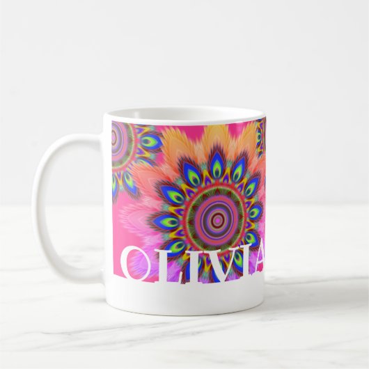 Aangepast initiaal BOHO koffie mok Mandala patroon (Links)