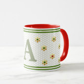 Aangepast Initiaal | Chic Gold Daisy Honeycomb Mok (Voorkant rechts)