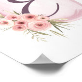 Aangepast Initiaal Cute Baby Girl Pink Watecolor Poster (Hoek)