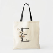 Aangepast Initiaal D Black & White Wild flower Cus Tote Bag (Voorkant)