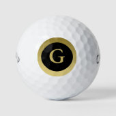 Aangepast Initiaal Elegante zwart & gouden golfbal Golfballen (Voorkant)