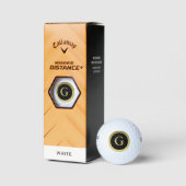 Aangepast Initiaal Elegante zwart & gouden golfbal Golfballen (Verpakking)