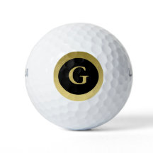 Aangepast Initiaal Elegante zwart & gouden golfbal