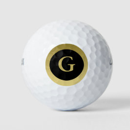 Aangepast Initiaal Elegante zwart & gouden golfbal Golfballen