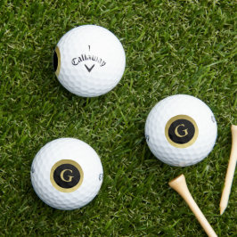 Aangepast Initiaal Elegante zwart & gouden golfbal Golfballen