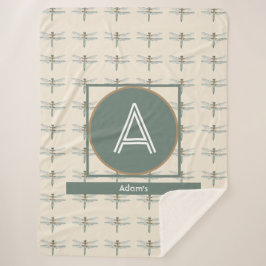 Aangepast Initiaal en naam Dragon Fly Trendy Sherpa Deken