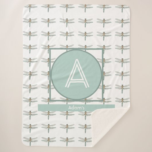 Aangepast Initiaal en naam Dragon Fly Trendy Sherpa Deken (Voorkant)