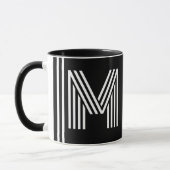 Aangepast Initiaal en naam | Modern zwart monogram Mok (Links)