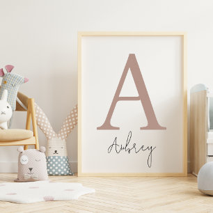 Aangepast Initiaal en naam   Moderne monogram wand Poster