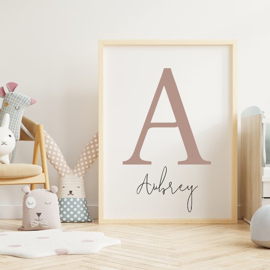 Aangepast Initiaal en naam | Moderne monogram wand Poster