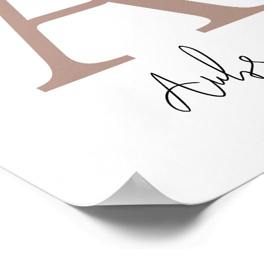 Aangepast Initiaal en naam | Moderne monogram wand Poster (Hoek)