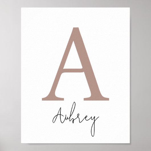 Aangepast Initiaal en naam | Moderne monogram wand Poster (Voorkant)
