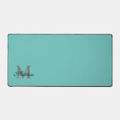 Aangepast initiaal en naamtekst blauwgroen bureaumat (Voorkant)