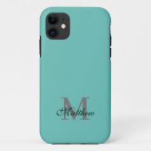 Aangepast initiaal en naamtekst blauwgroen Case-Mate iPhone case (Achterkant)