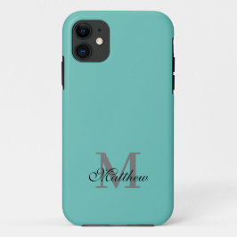 Aangepast initiaal en naamtekst blauwgroen Case-Mate iPhone case